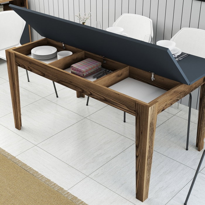 Hanah Home Milan 513 Mesa de Comedor Nogal y Antracita